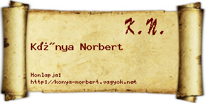 Kónya Norbert névjegykártya